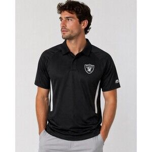 Majestic Raiders Polo Mens S Black NFL Cool Base Performance Golf Shirt